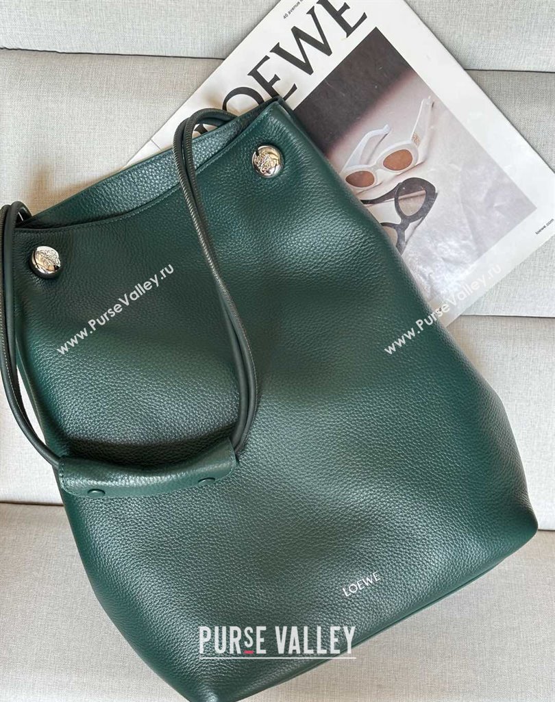 Loewe Large Pebble Hobo Bag in Soft Grained Calfskin Evergreen 2025 9530 (nana-250408032)