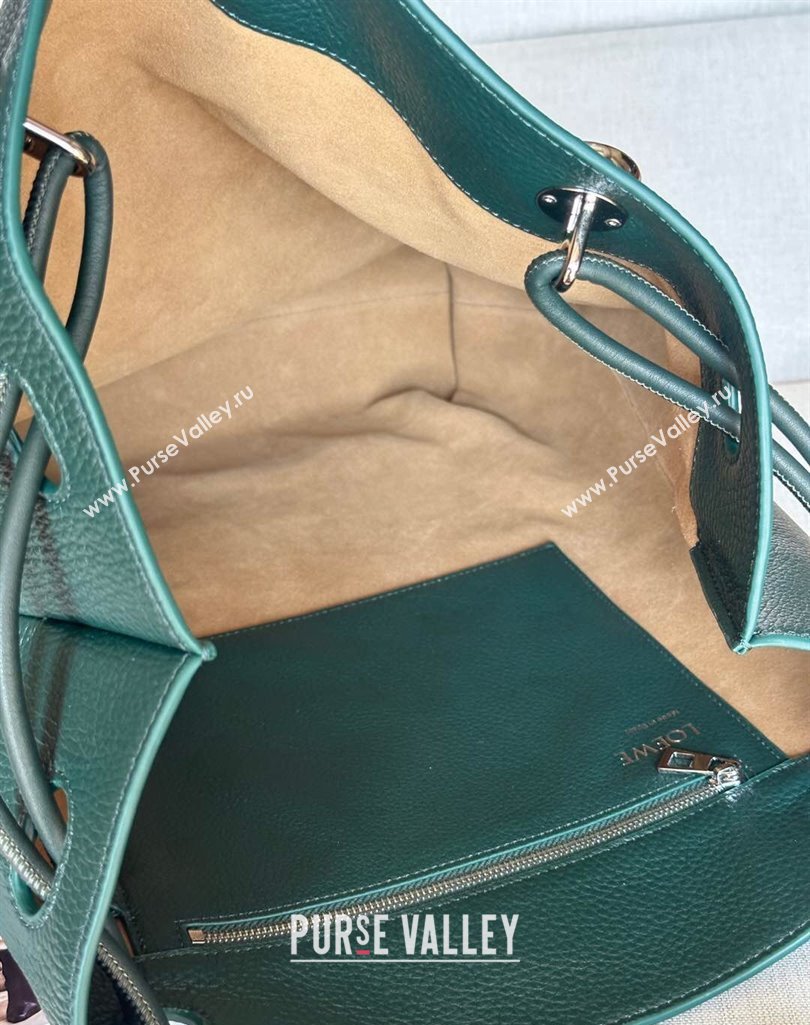 Loewe Large Pebble Hobo Bag in Soft Grained Calfskin Evergreen 2025 9530 (nana-250408032)