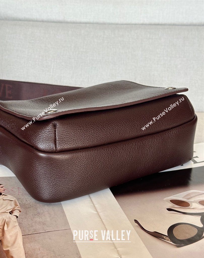 Loewe XS Military messenger bag in supple grained calfskin and jacquard Oxblood 2025 A74S (nana-250408033)