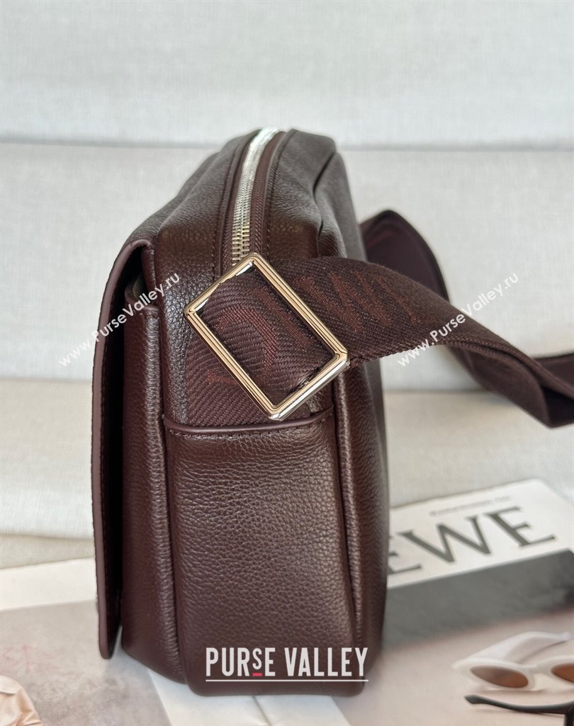 Loewe XS Military messenger bag in supple grained calfskin and jacquard Oxblood 2025 A74S (nana-250408033)