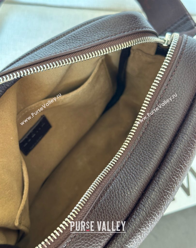 Loewe XS Military messenger bag in supple grained calfskin and jacquard Oxblood 2025 A74S (nana-250408033)