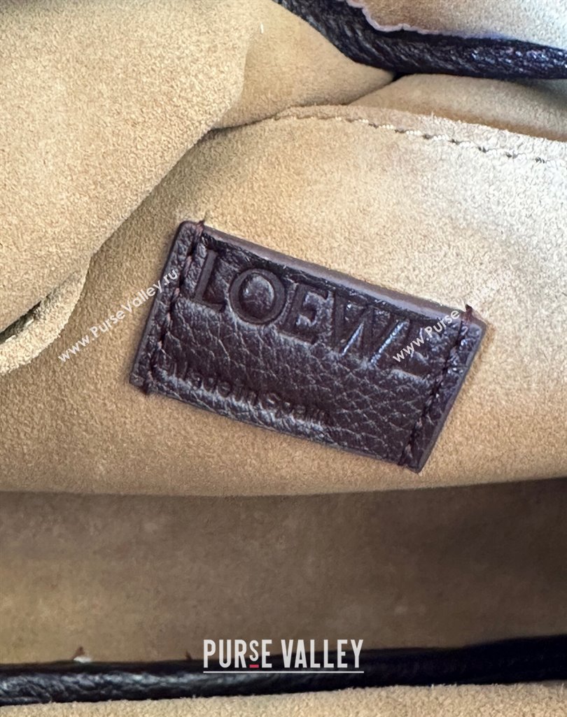Loewe XS Military messenger bag in supple grained calfskin and jacquard Oxblood 2025 A74S (nana-250408033)