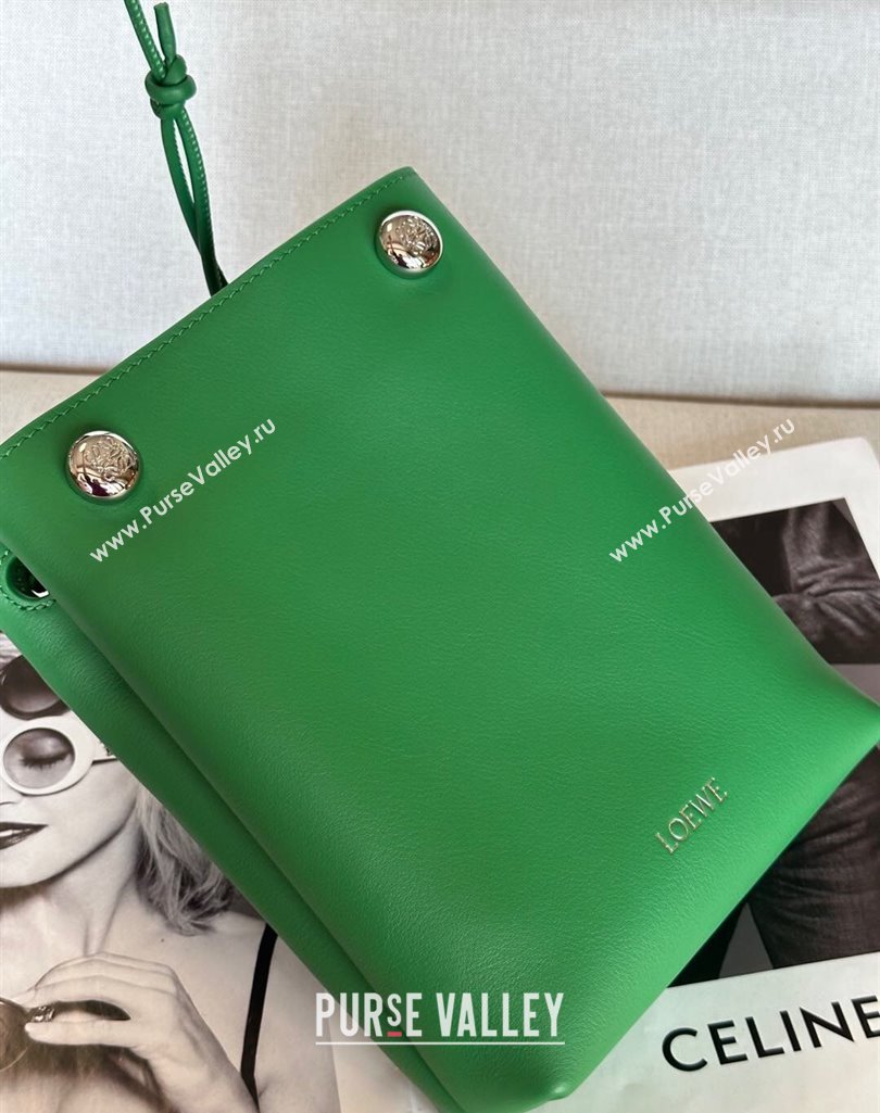 Loewe Pebble pouch Mini Bag in Smooth Calfskin Tropical Green 2025 9531 (nana-250408022)