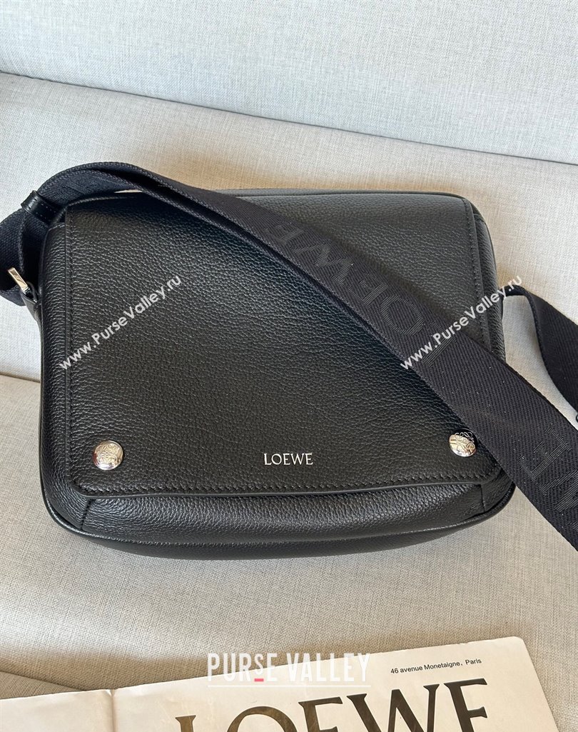 Loewe XS Military messenger bag in supple grained calfskin and jacquard Black 2025 A74S (nana-250408035)
