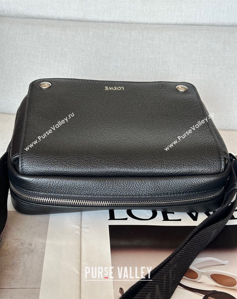 Loewe XS Military messenger bag in supple grained calfskin and jacquard Black 2025 A74S (nana-250408035)