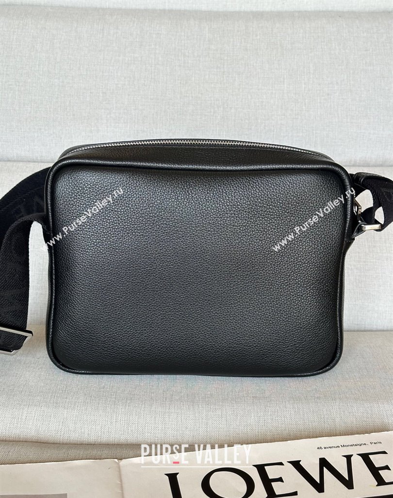 Loewe XS Military messenger bag in supple grained calfskin and jacquard Black 2025 A74S (nana-250408035)