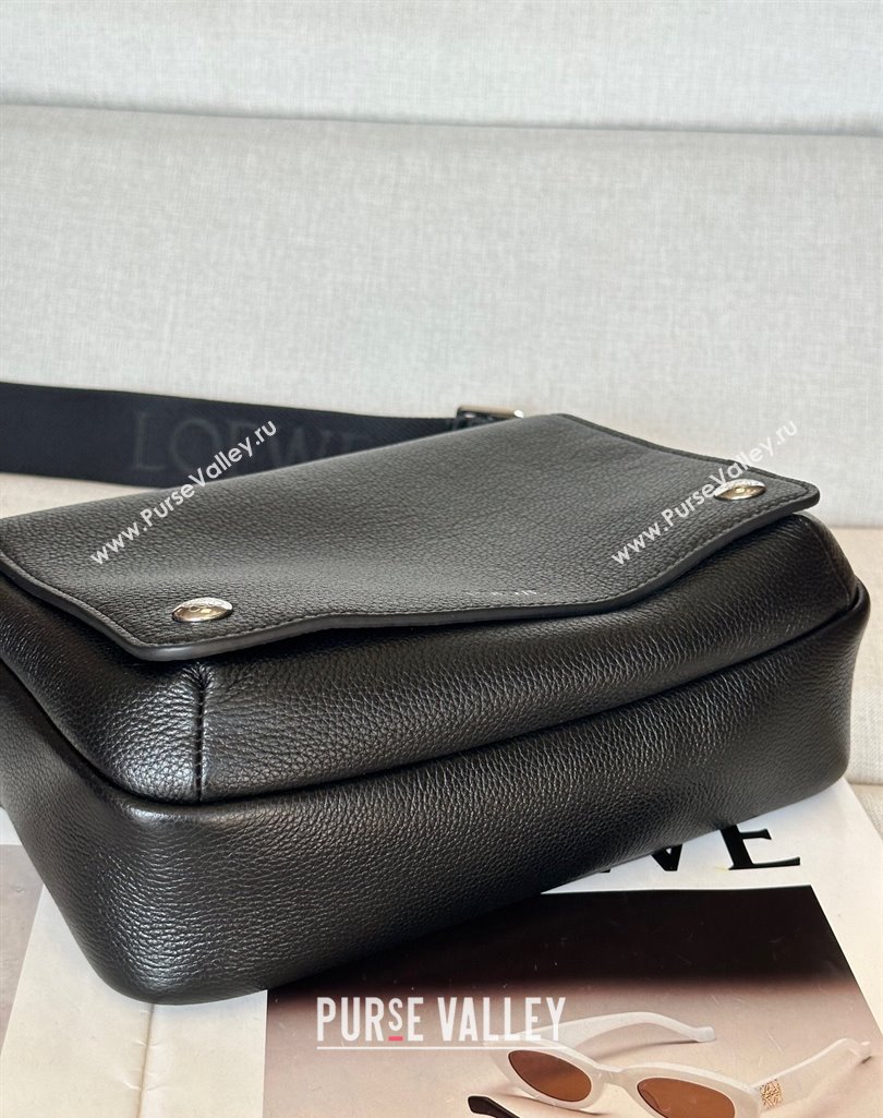 Loewe XS Military messenger bag in supple grained calfskin and jacquard Black 2025 A74S (nana-250408035)
