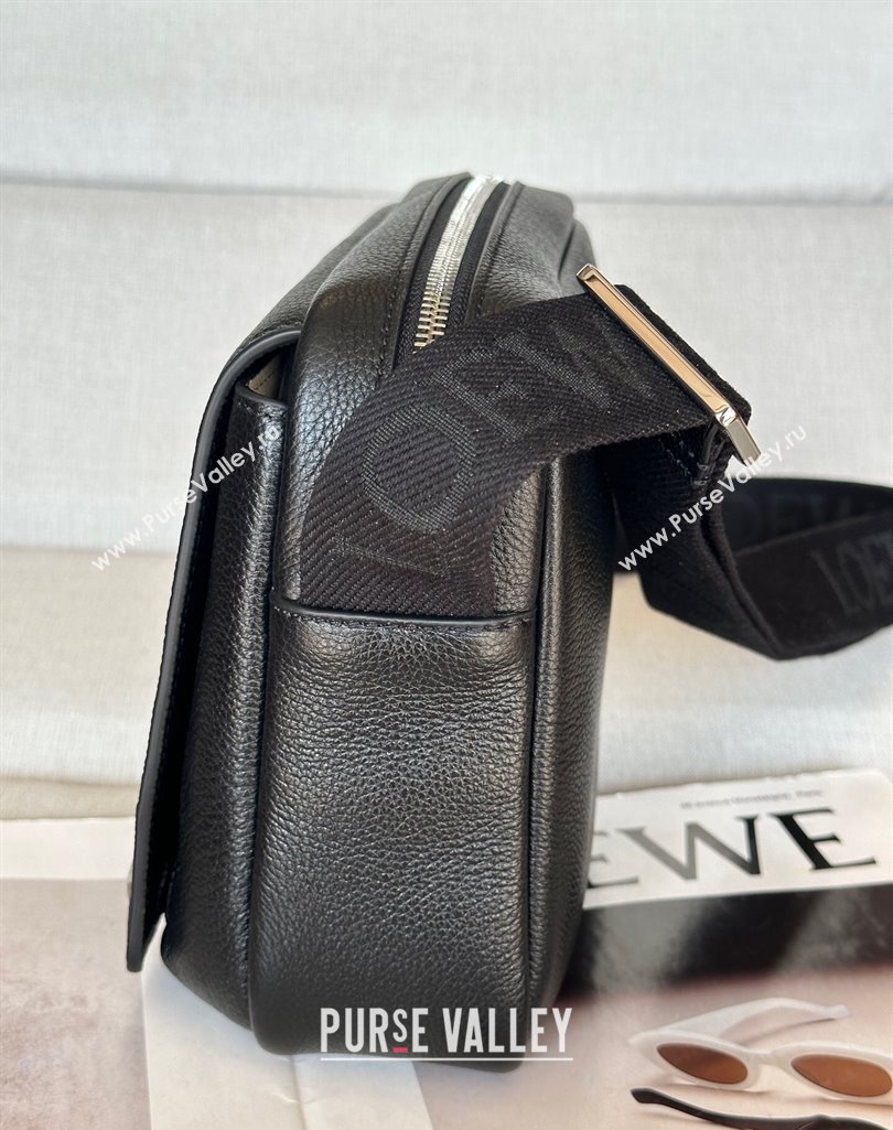 Loewe XS Military messenger bag in supple grained calfskin and jacquard Black 2025 A74S (nana-250408035)