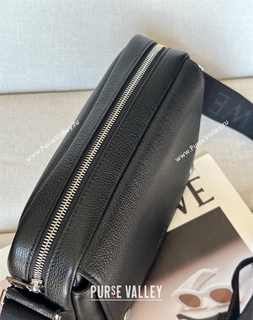 Loewe XS Military messenger bag in supple grained calfskin and jacquard Black 2025 A74S (nana-250408035)