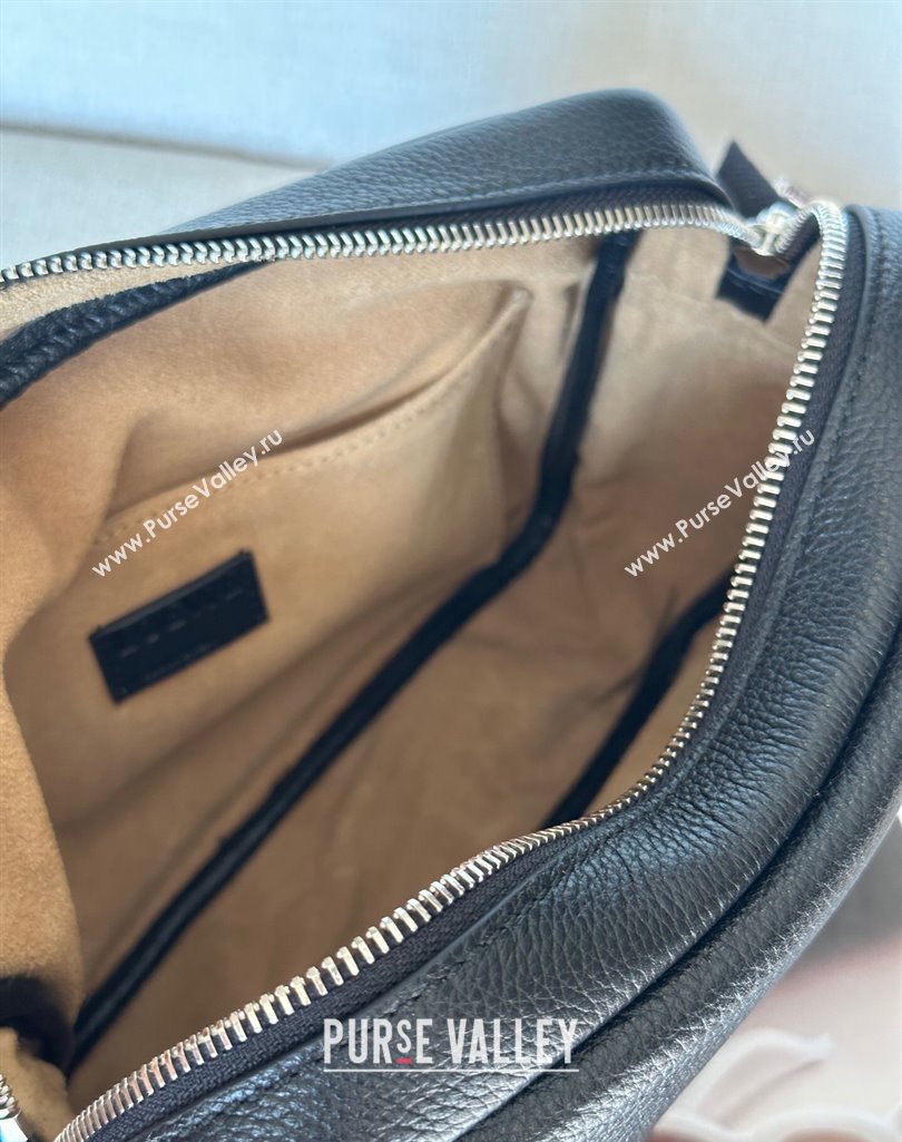 Loewe XS Military messenger bag in supple grained calfskin and jacquard Black 2025 A74S (nana-250408035)