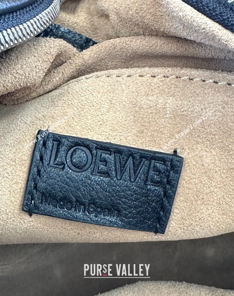 Loewe XS Military messenger bag in supple grained calfskin and jacquard Black 2025 A74S (nana-250408035)