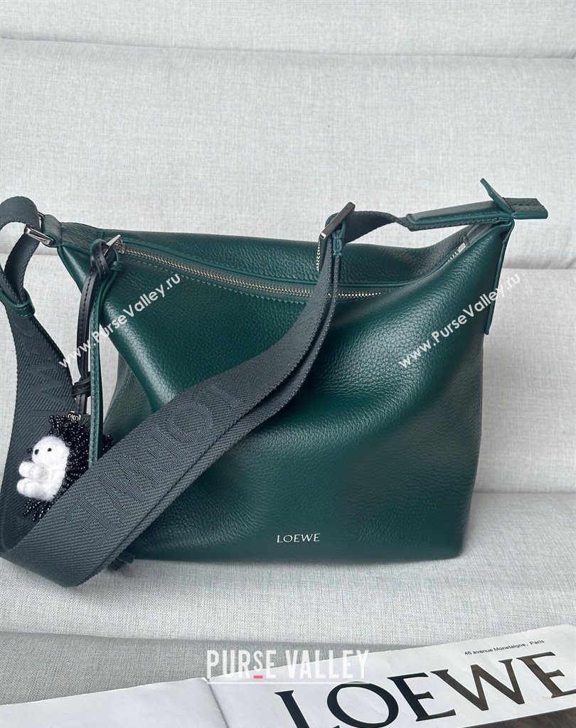 Loewe Small Cubi crossbody bag in supple grained calfskin Evergreen 2025 2201S (No Charm) (nana-250408036)