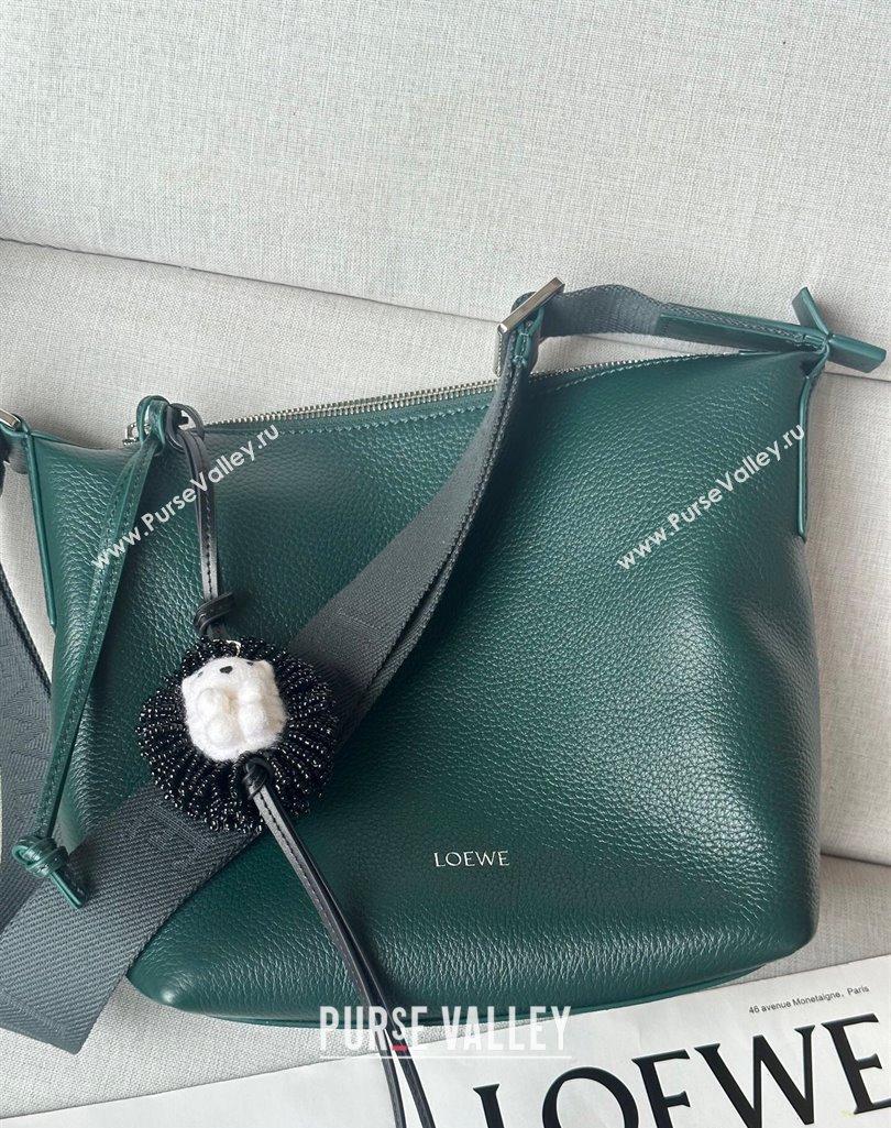 Loewe Small Cubi crossbody bag in supple grained calfskin Evergreen 2025 2201S (No Charm) (nana-250408036)
