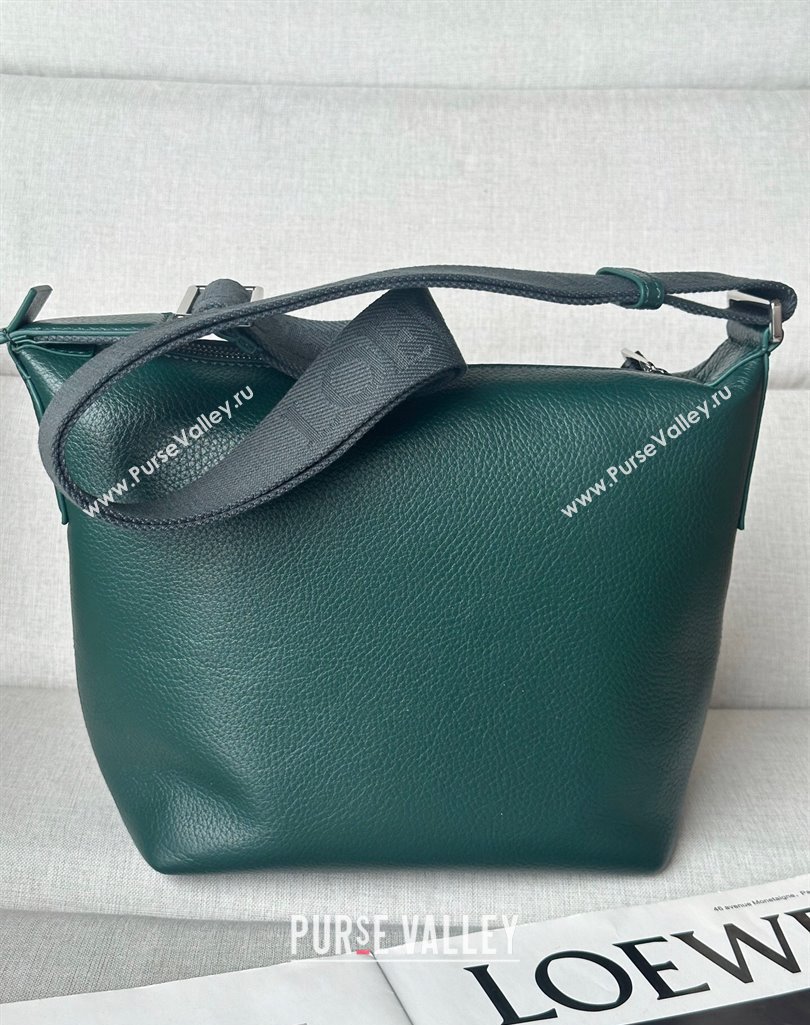 Loewe Small Cubi crossbody bag in supple grained calfskin Evergreen 2025 2201S (No Charm) (nana-250408036)