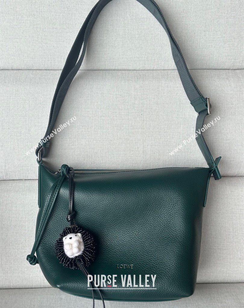 Loewe Small Cubi crossbody bag in supple grained calfskin Evergreen 2025 2201S (No Charm) (nana-250408036)