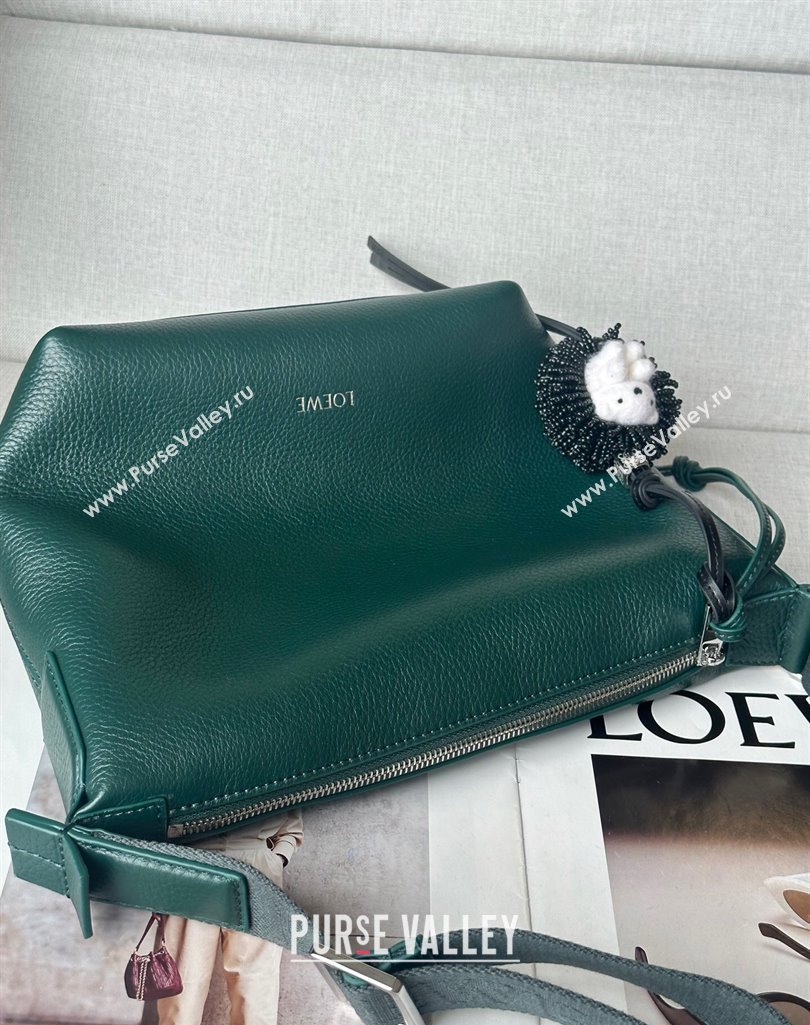 Loewe Small Cubi crossbody bag in supple grained calfskin Evergreen 2025 2201S (No Charm) (nana-250408036)