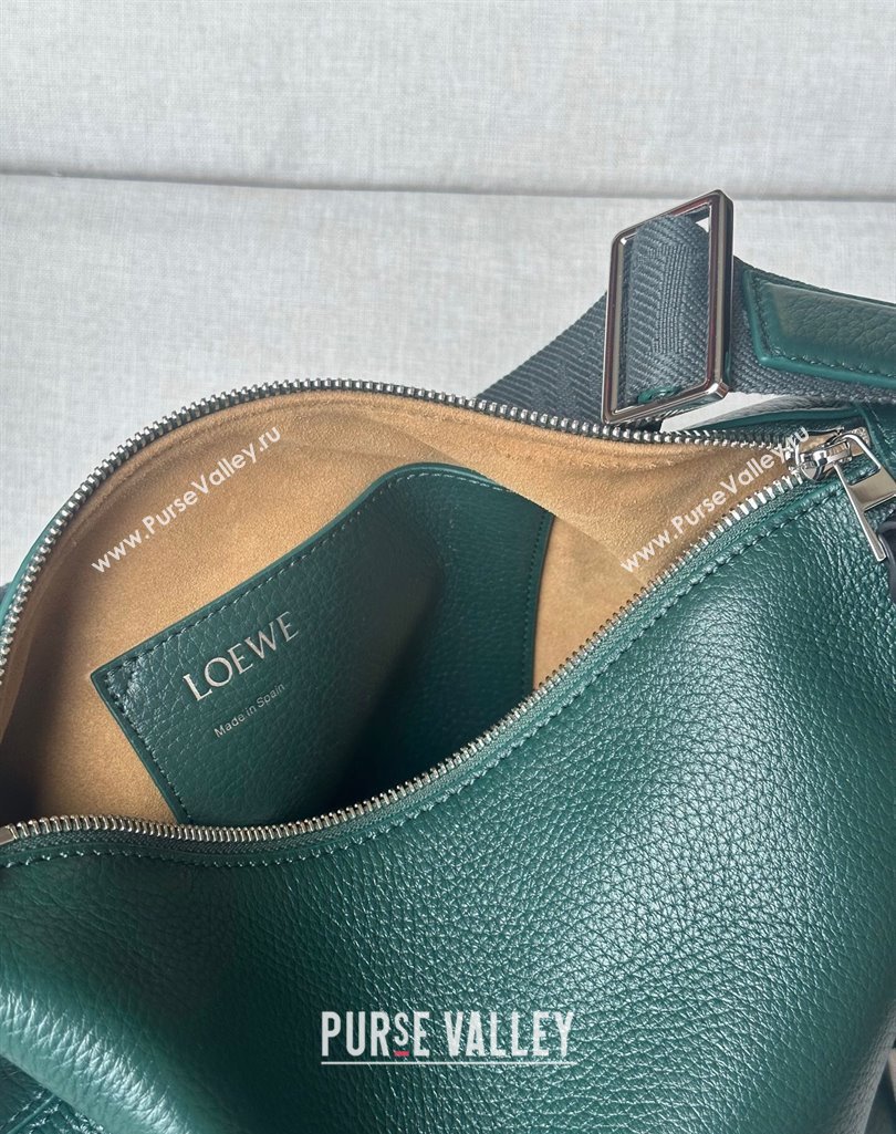 Loewe Small Cubi crossbody bag in supple grained calfskin Evergreen 2025 2201S (No Charm) (nana-250408036)