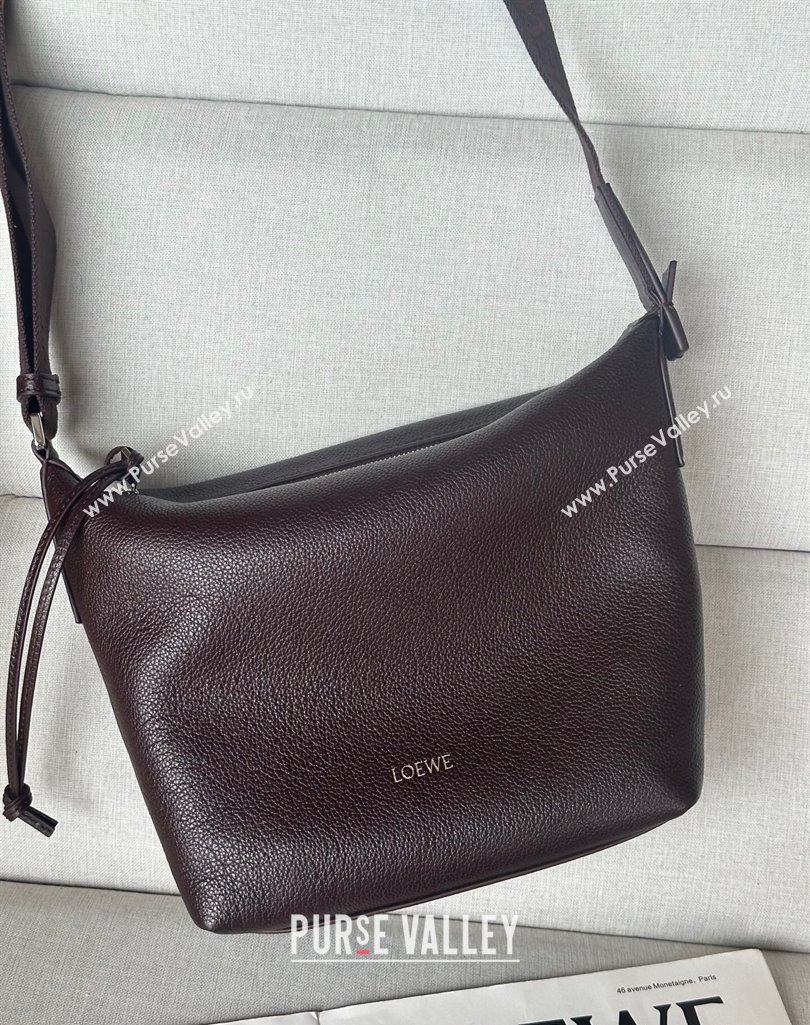 Loewe Small Cubi crossbody bag in supple grained calfskin Oxblood 2025 2201S (nana-250408037)