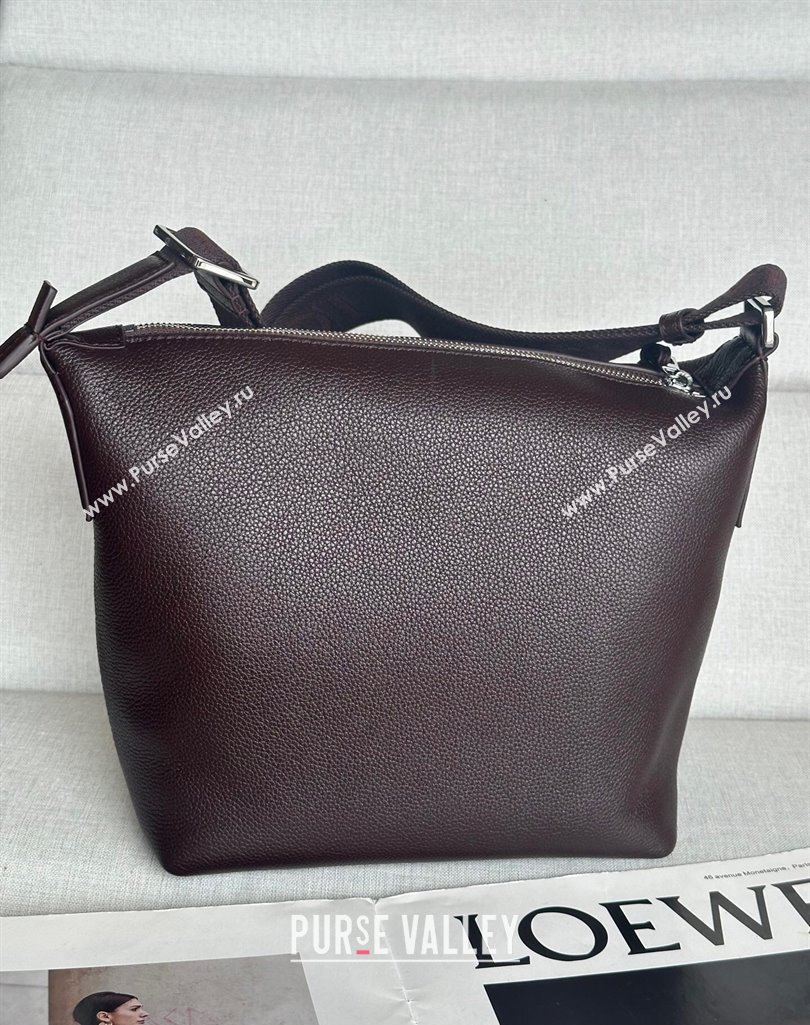 Loewe Small Cubi crossbody bag in supple grained calfskin Oxblood 2025 2201S (nana-250408037)