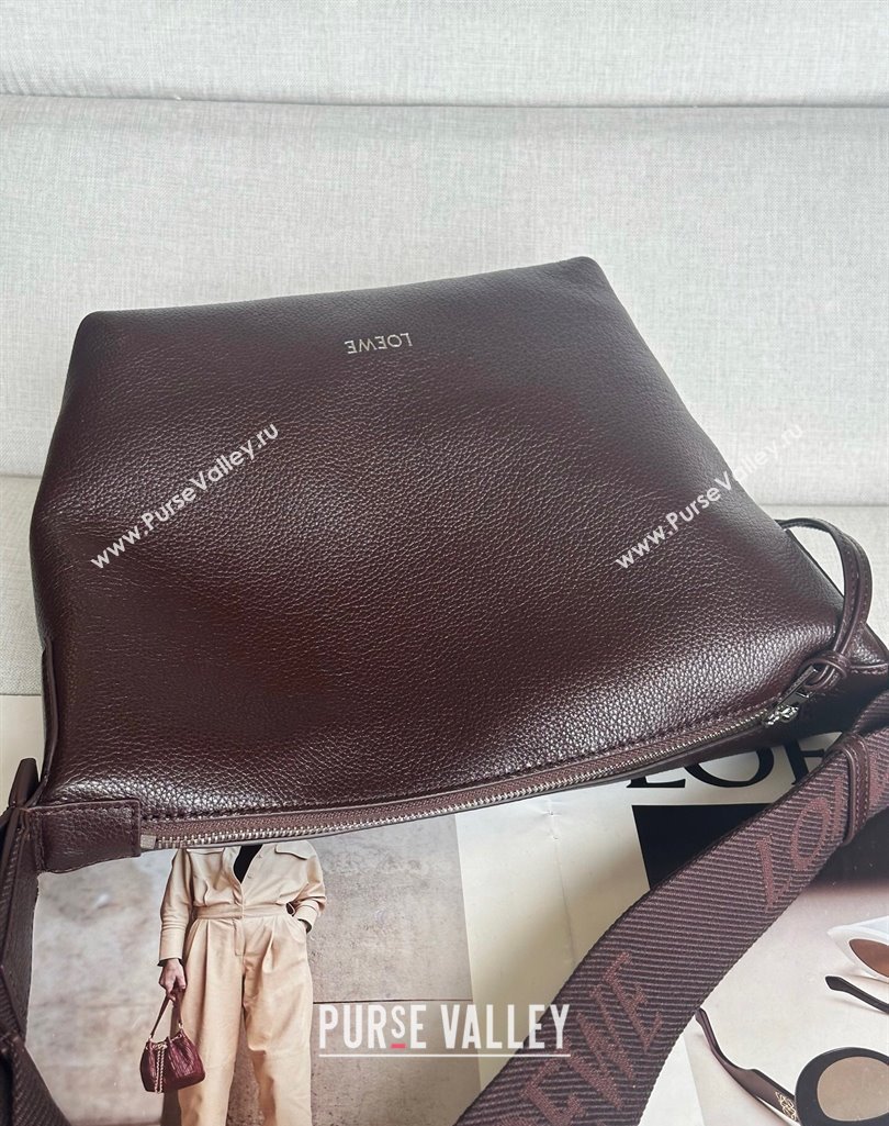 Loewe Small Cubi crossbody bag in supple grained calfskin Oxblood 2025 2201S (nana-250408037)
