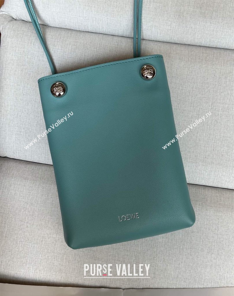 Loewe Pebble pouch Mini Bag in Smooth Calfskin Water Blue 2025 9531 (nana-250408023)