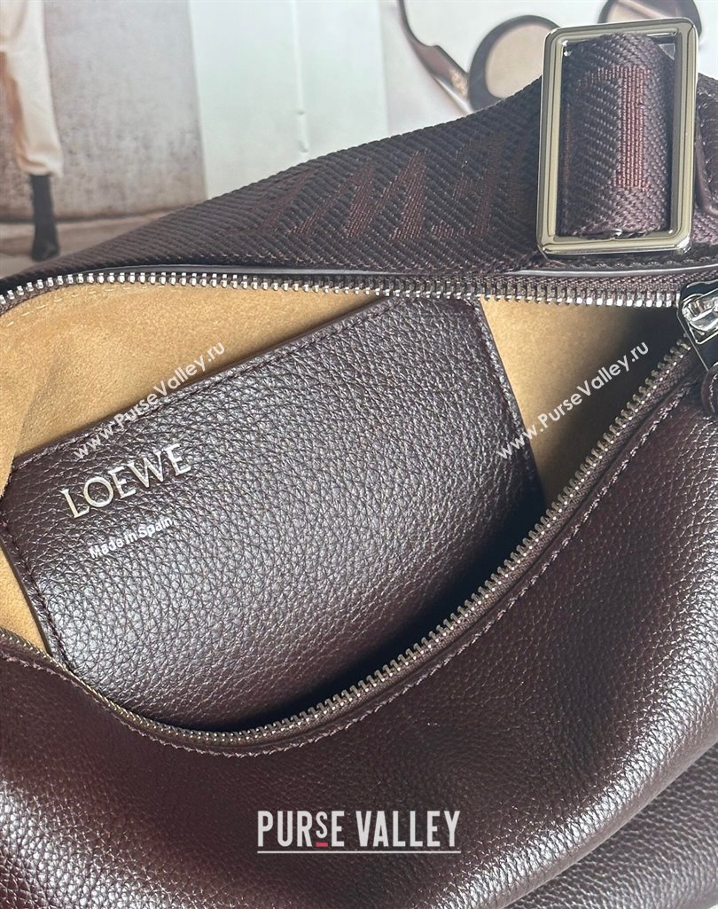 Loewe Small Cubi crossbody bag in supple grained calfskin Oxblood 2025 2201S (nana-250408037)