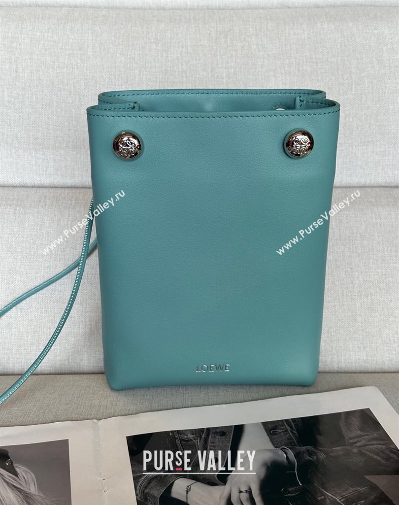 Loewe Pebble pouch Mini Bag in Smooth Calfskin Water Blue 2025 9531 (nana-250408023)