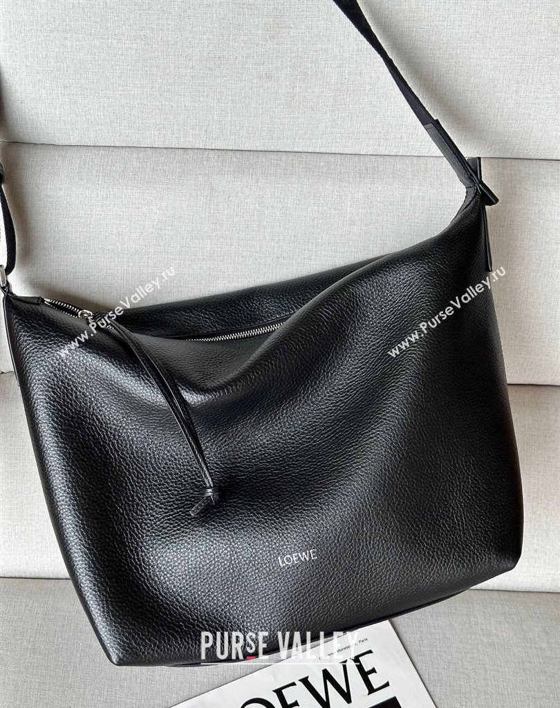 Loewe Cubi crossbody bag in supple grained calfskin and jacquard Black 2025 2201 (nana-250408039)