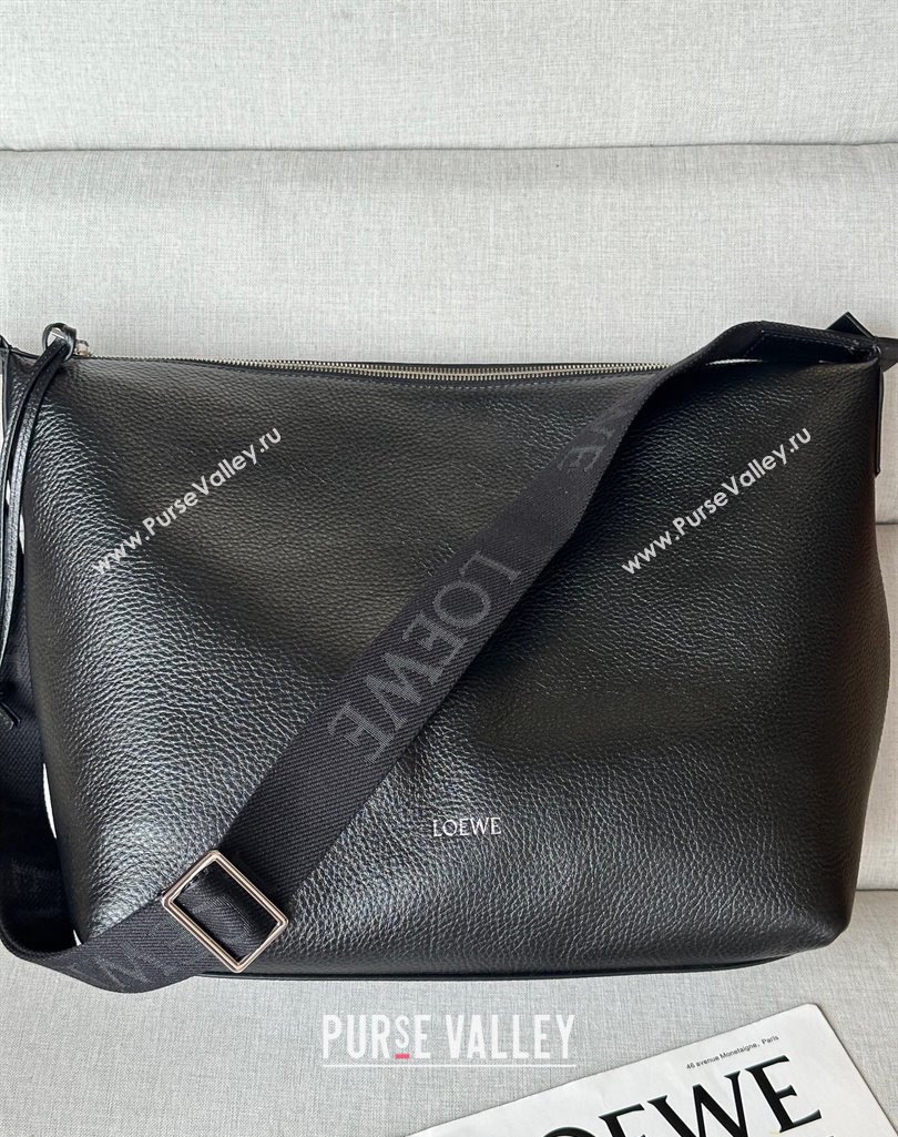 Loewe Cubi crossbody bag in supple grained calfskin and jacquard Black 2025 2201 (nana-250408039)