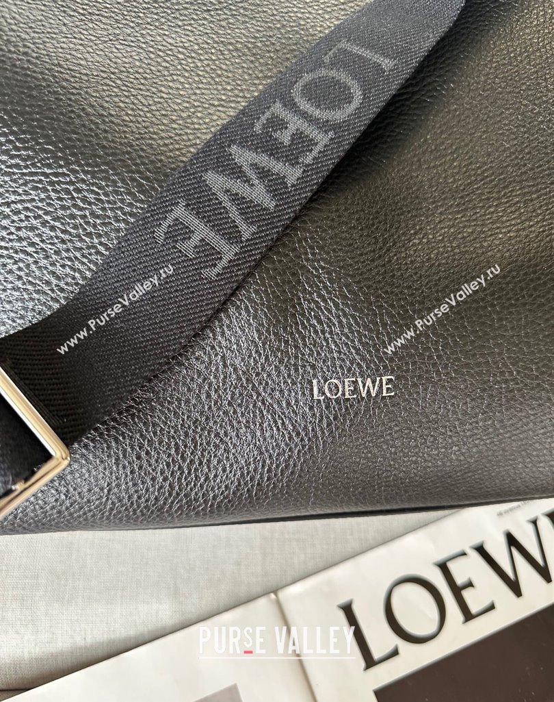 Loewe Cubi crossbody bag in supple grained calfskin and jacquard Black 2025 2201 (nana-250408039)