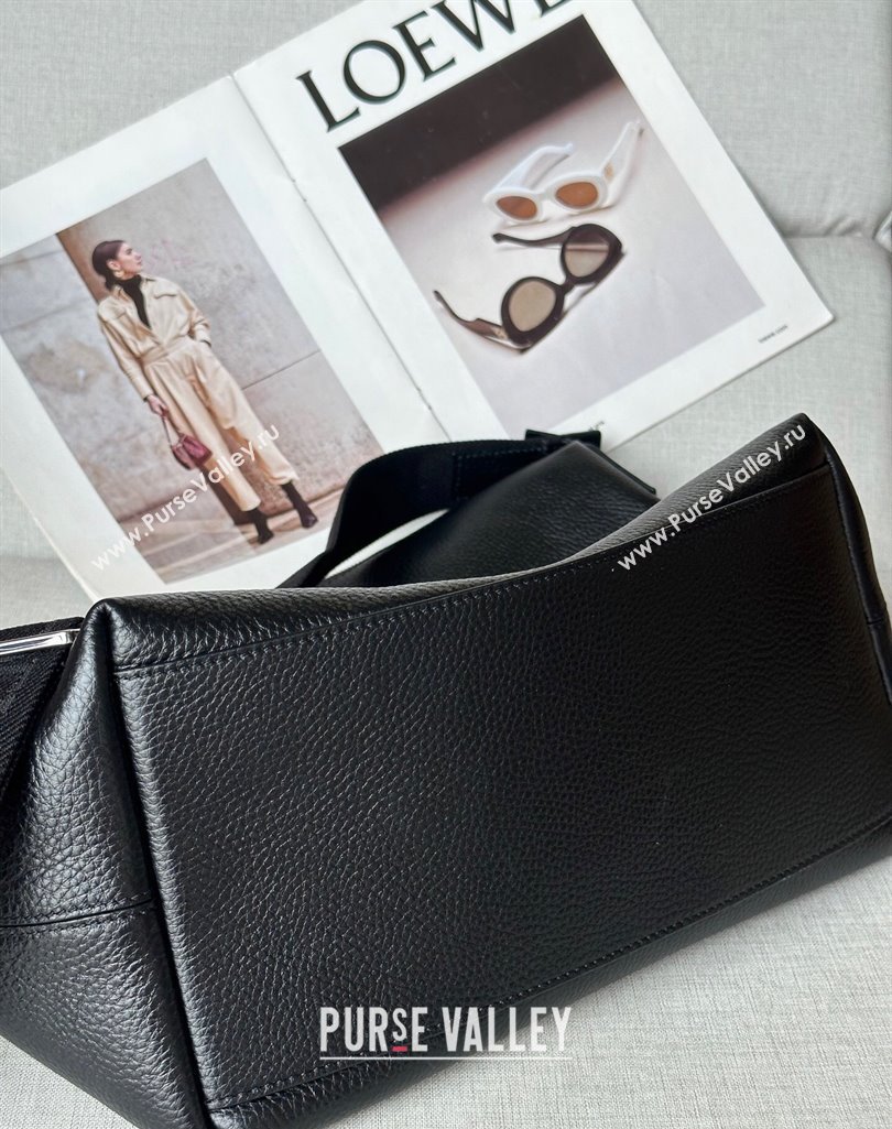 Loewe Cubi crossbody bag in supple grained calfskin and jacquard Black 2025 2201 (nana-250408039)