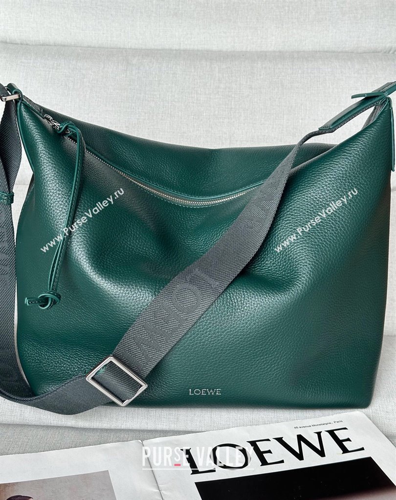 Loewe Cubi crossbody bag in supple grained calfskin and jacquard Evergreen 2025 2201 (nana-250408040)