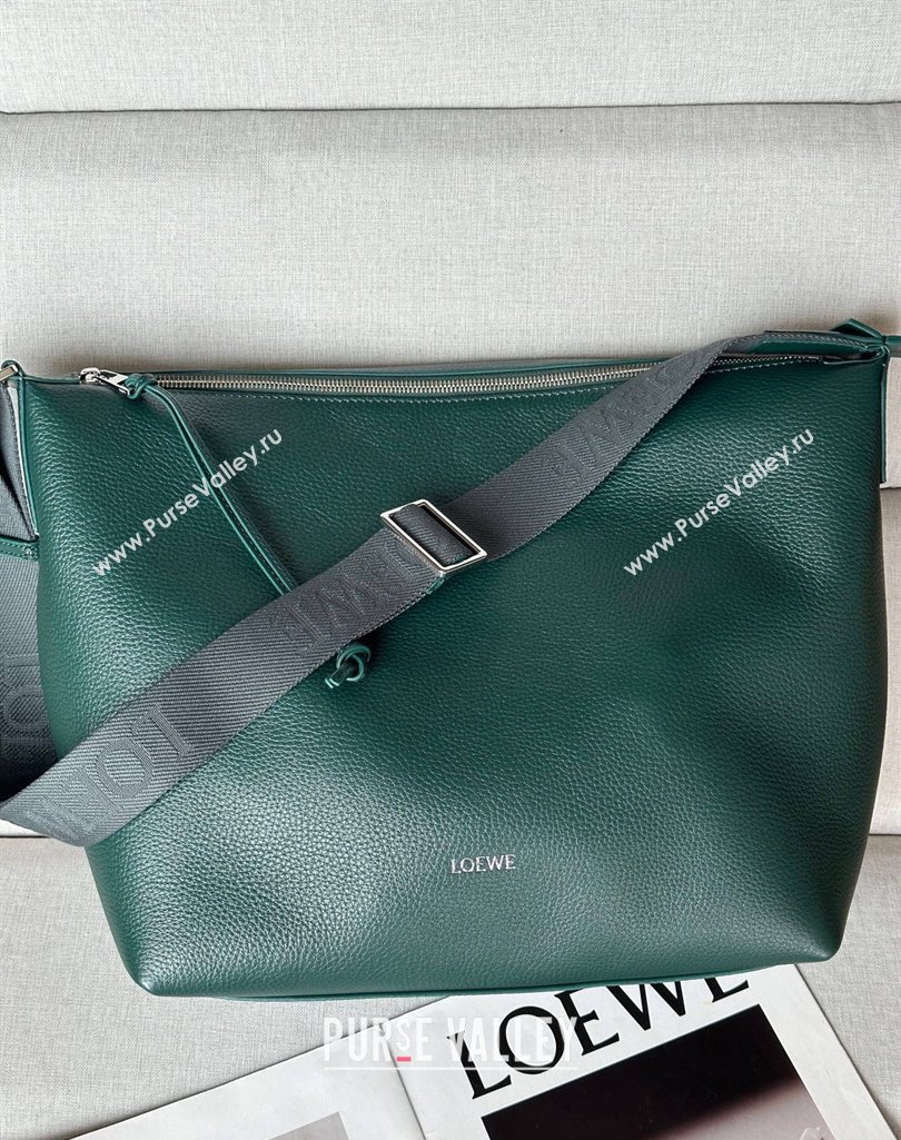 Loewe Cubi crossbody bag in supple grained calfskin and jacquard Evergreen 2025 2201 (nana-250408040)