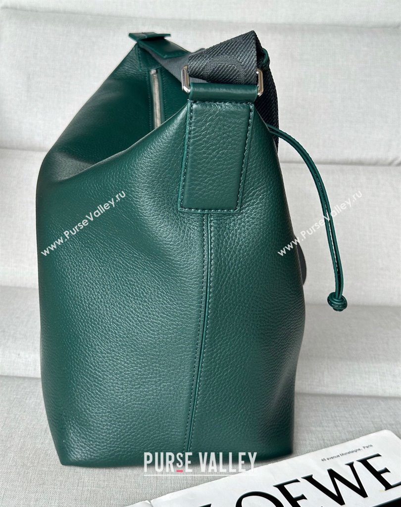 Loewe Cubi crossbody bag in supple grained calfskin and jacquard Evergreen 2025 2201 (nana-250408040)