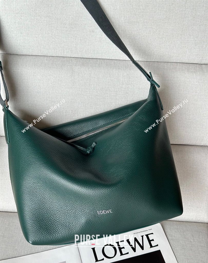 Loewe Cubi crossbody bag in supple grained calfskin and jacquard Evergreen 2025 2201 (nana-250408040)