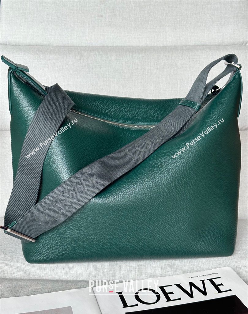 Loewe Cubi crossbody bag in supple grained calfskin and jacquard Evergreen 2025 2201 (nana-250408040)