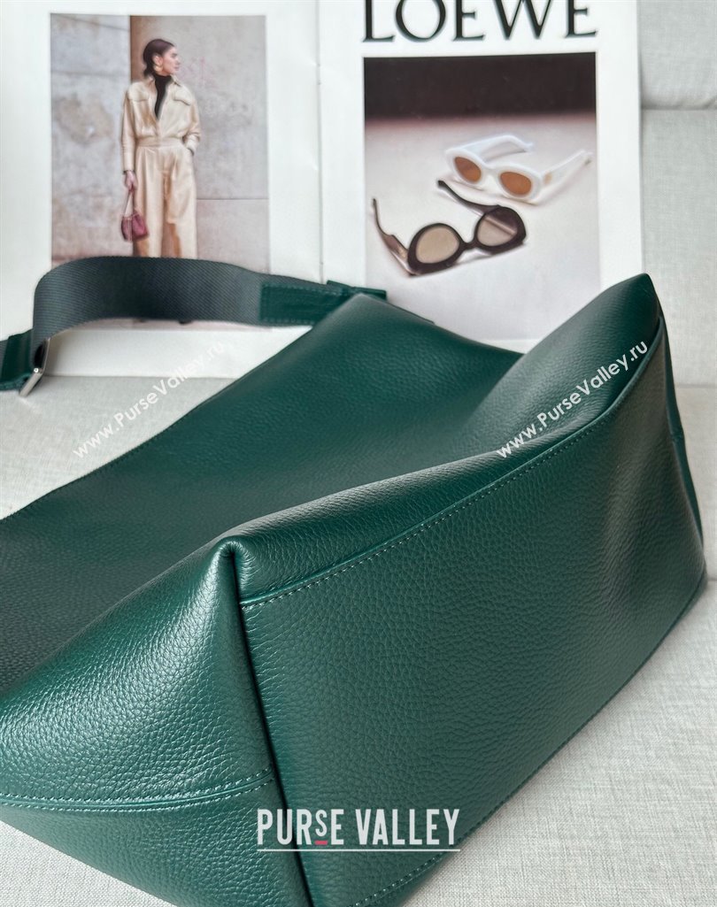 Loewe Cubi crossbody bag in supple grained calfskin and jacquard Evergreen 2025 2201 (nana-250408040)