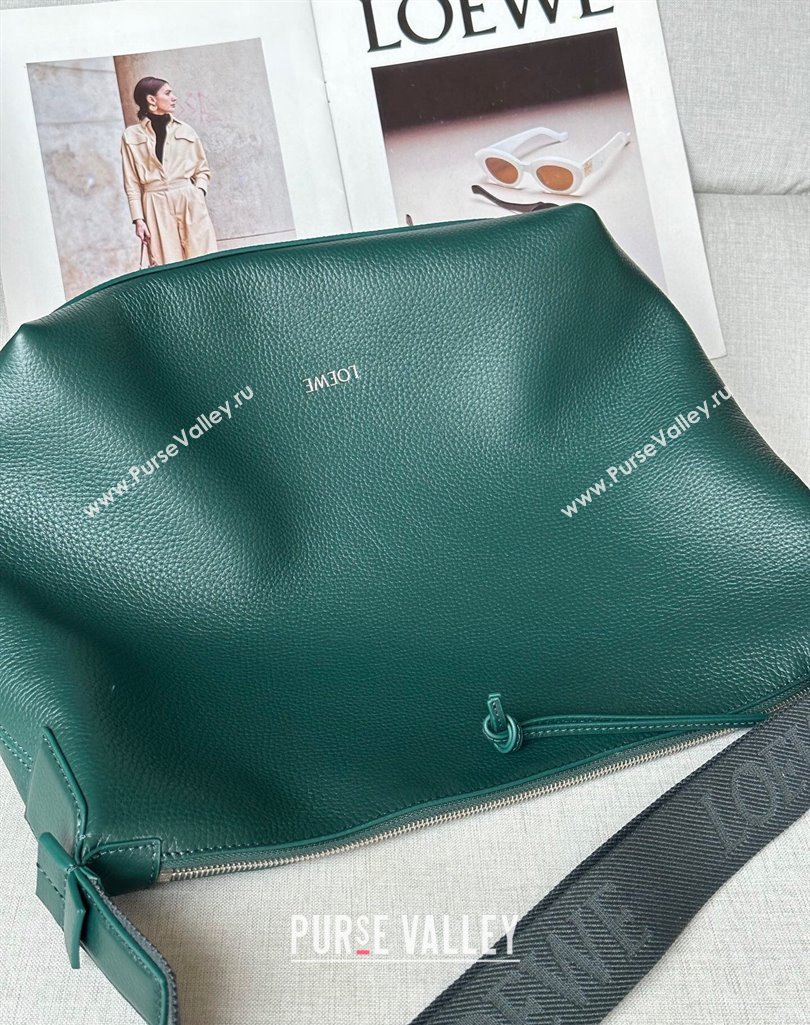 Loewe Cubi crossbody bag in supple grained calfskin and jacquard Evergreen 2025 2201 (nana-250408040)