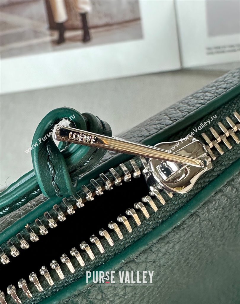 Loewe Cubi crossbody bag in supple grained calfskin and jacquard Evergreen 2025 2201 (nana-250408040)