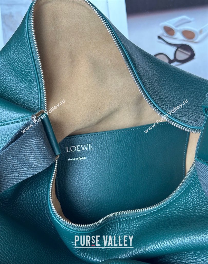 Loewe Cubi crossbody bag in supple grained calfskin and jacquard Evergreen 2025 2201 (nana-250408040)