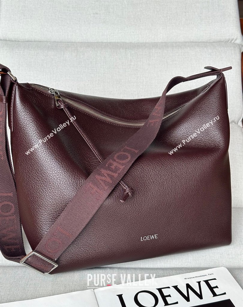 Loewe Cubi crossbody bag in supple grained calfskin and jacquard Oxblood 2025 2201 (nana-250408041)