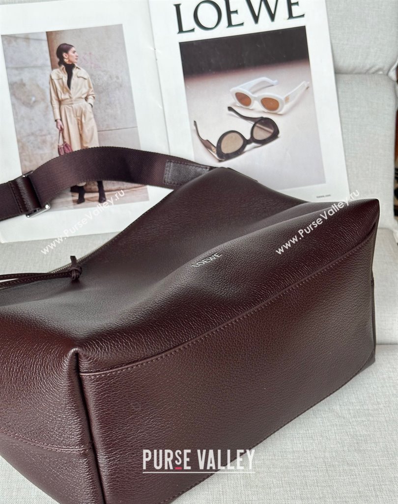 Loewe Cubi crossbody bag in supple grained calfskin and jacquard Oxblood 2025 2201 (nana-250408041)