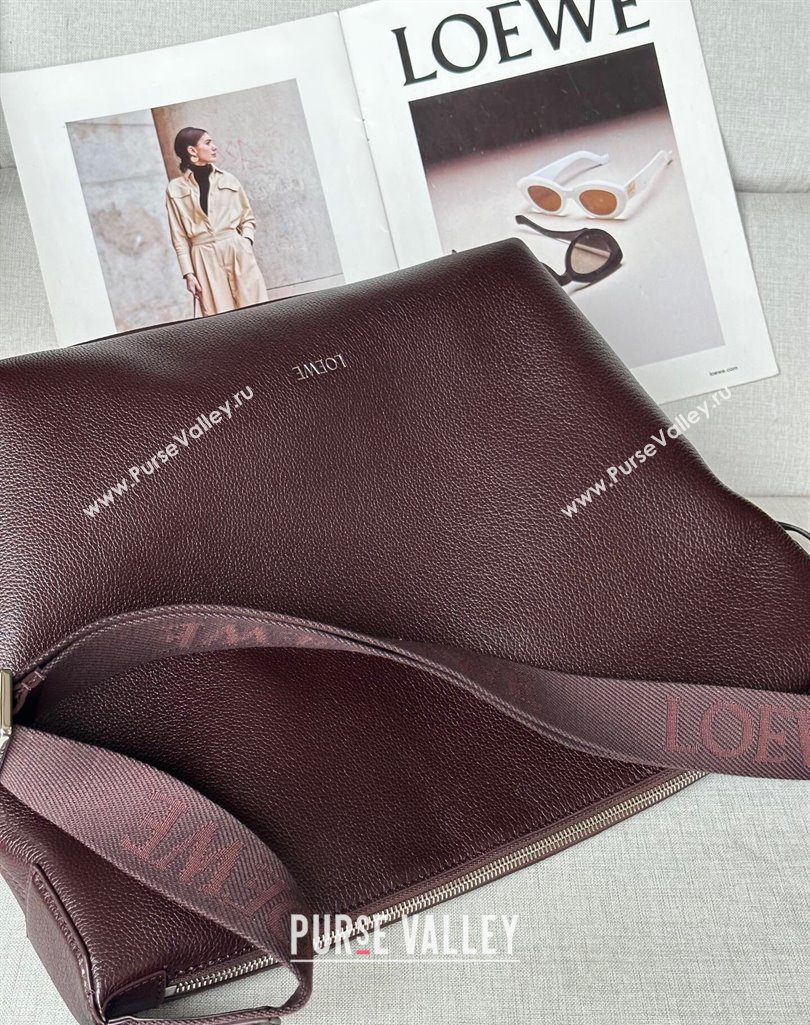 Loewe Cubi crossbody bag in supple grained calfskin and jacquard Oxblood 2025 2201 (nana-250408041)