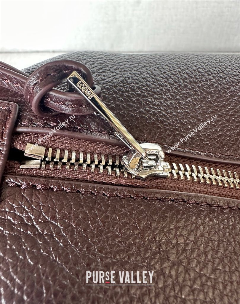 Loewe Cubi crossbody bag in supple grained calfskin and jacquard Oxblood 2025 2201 (nana-250408041)