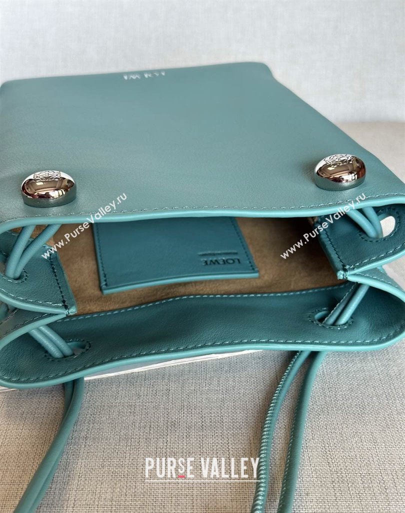 Loewe Pebble pouch Mini Bag in Smooth Calfskin Water Blue 2025 9531 (nana-250408023)