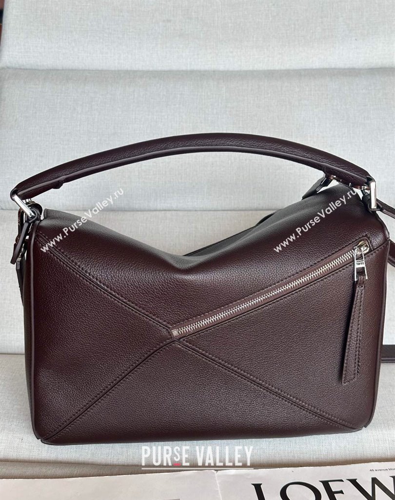 Loewe Large Puzzle Edge bag in supple grained calfskin Oxblood 2025 061606 (nana-250408043)