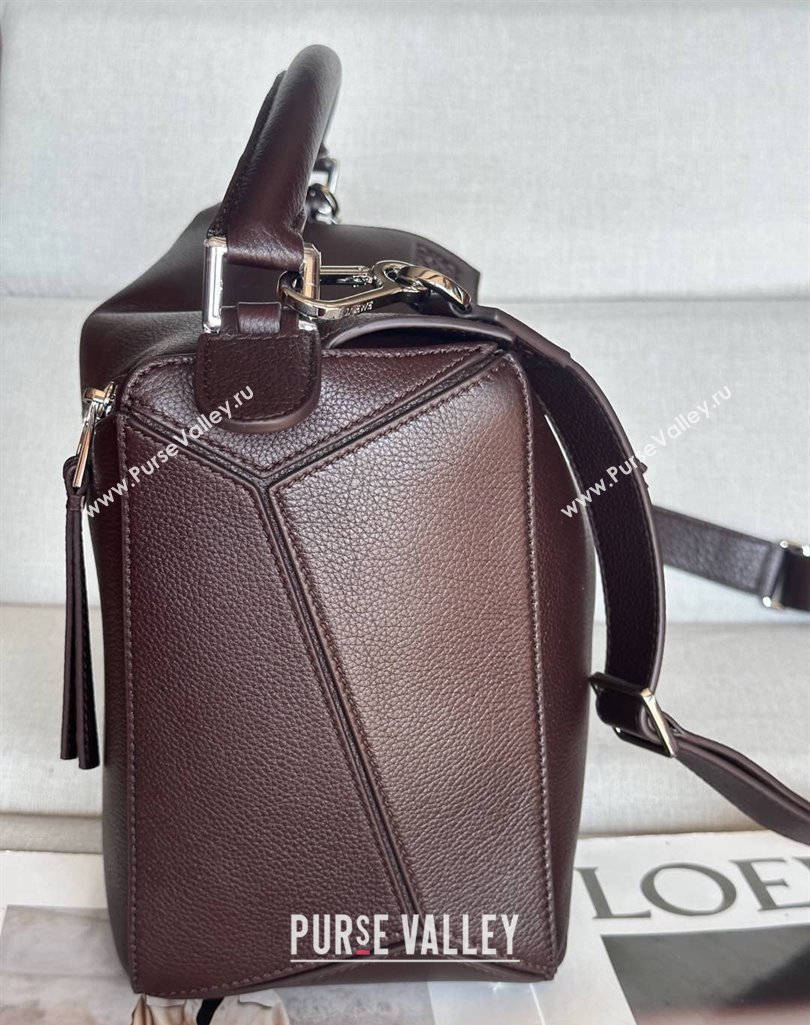 Loewe Large Puzzle Edge bag in supple grained calfskin Oxblood 2025 061606 (nana-250408043)