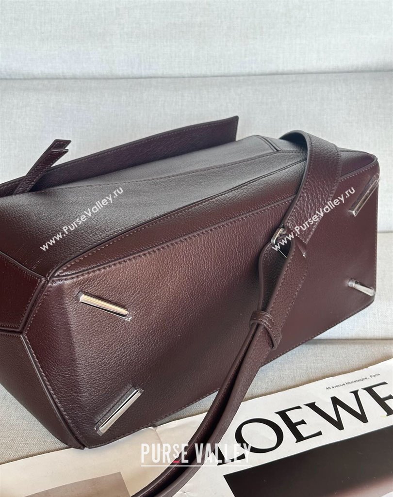 Loewe Large Puzzle Edge bag in supple grained calfskin Oxblood 2025 061606 (nana-250408043)