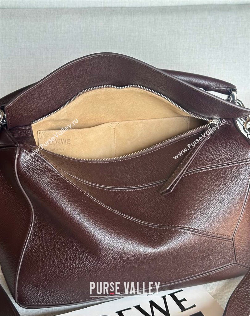 Loewe Large Puzzle Edge bag in supple grained calfskin Oxblood 2025 061606 (nana-250408043)