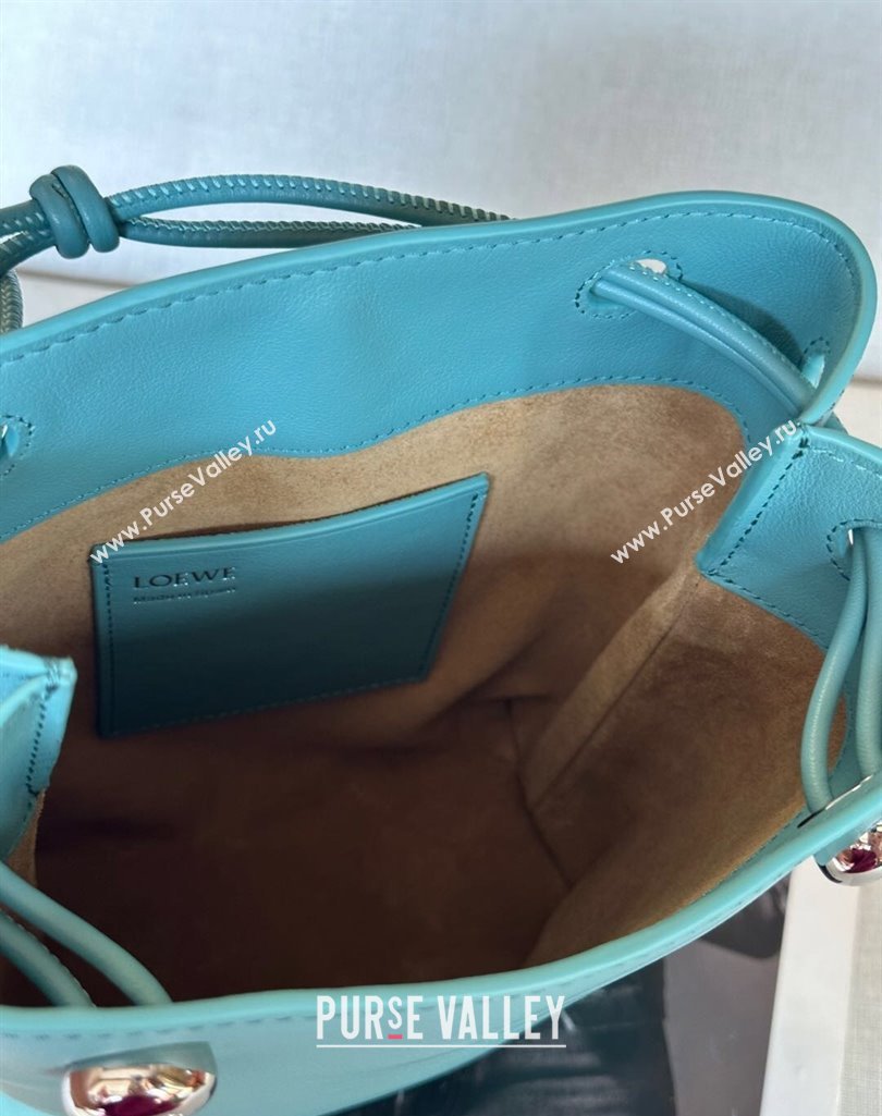 Loewe Pebble pouch Mini Bag in Smooth Calfskin Water Blue 2025 9531 (nana-250408023)